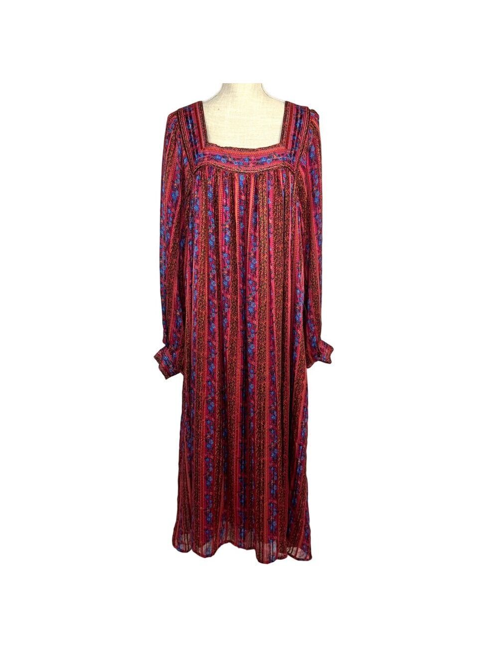 Sweet Baby Jamie Red Floral Boho Midi Dress Women's XL